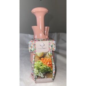 Gourmet Kitchen Hand Food Chopper Pink Rotating And Locking Container